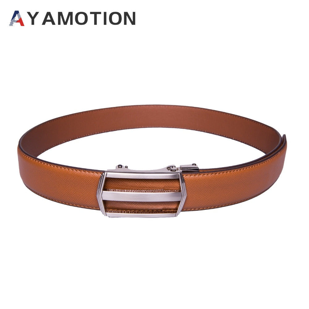 AYAMOTION Genuine Leather Belt Mens Ratchet Dress Belts With Adjustable Automatic Buckle back to school, for wedding,Ideal Gift for Dad, Husband, Boyfriend