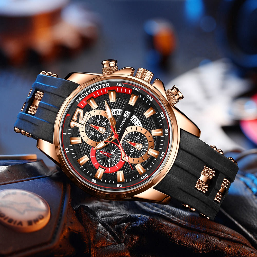 1pc Men'S Fashion Casual Quartz Watch, Silicone Strap, Date Display - Stylish Casual Wristwatch for Casual Attire, Casual Wristwatch | Sporty Watch Design | Quartz Movement, Thanksgiving, Christmas The Perfect Gift Reloj Para Hombre.
