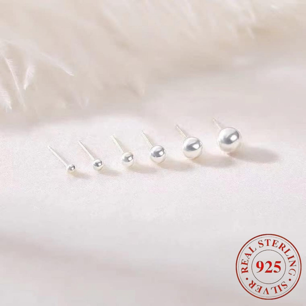 925 Sterling Silver Stud Earrings for Women, Sterling Silver Earrings Tiny Stud Earrings for Multiple Piercings 5 Pairs Different Sizes Silvery Stud Earrings Set 2mm 3mm 4mm 5mm 6mm