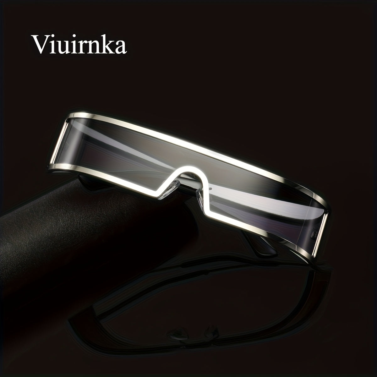 VIUIRNKA Men's Fashion Glasses, Cyberpunk Metal Wraparound Frame, Wide Temple Futuristic Design with Case, Lightweight Street Style Fashion, Perfect for Halloween & Christmas Gift Giving, Cool Quality Event Wear