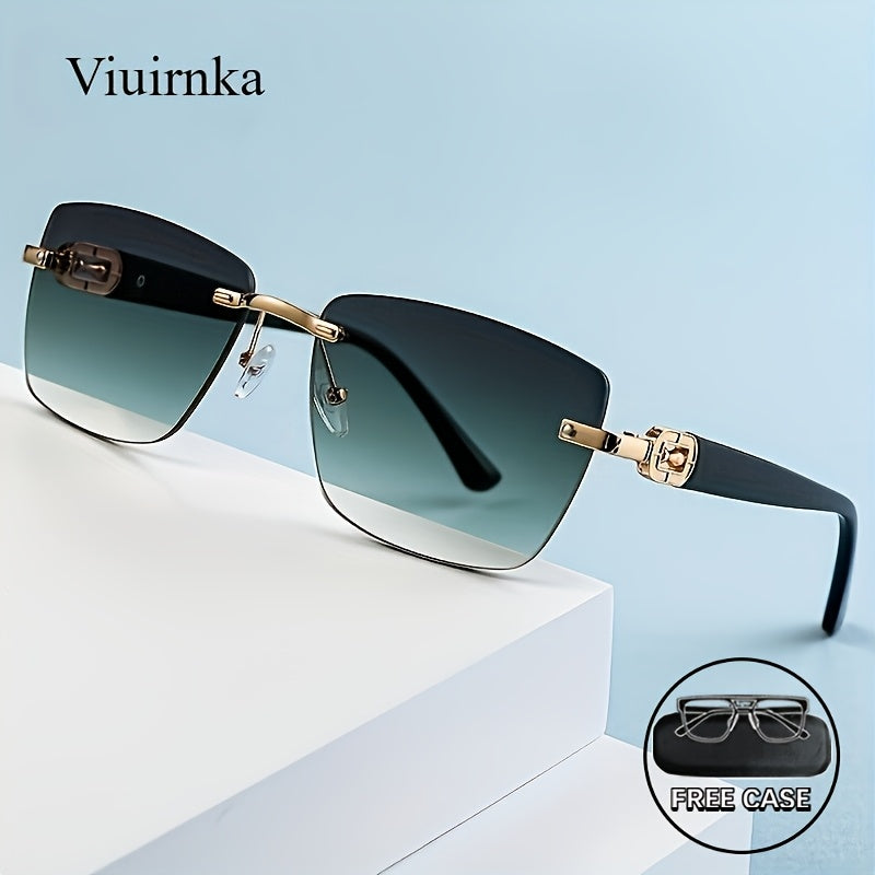 VIUIRNKA Women's Fashion Glasses, Trendy Square Frameless Design Unisex Fashion Protective Eyewear with Clear Vision, Perfect for Vacation Travel Cruise, Outdoor Activities and Daily Wear Top Choice Ideal for Halloween and Christmas Gifts