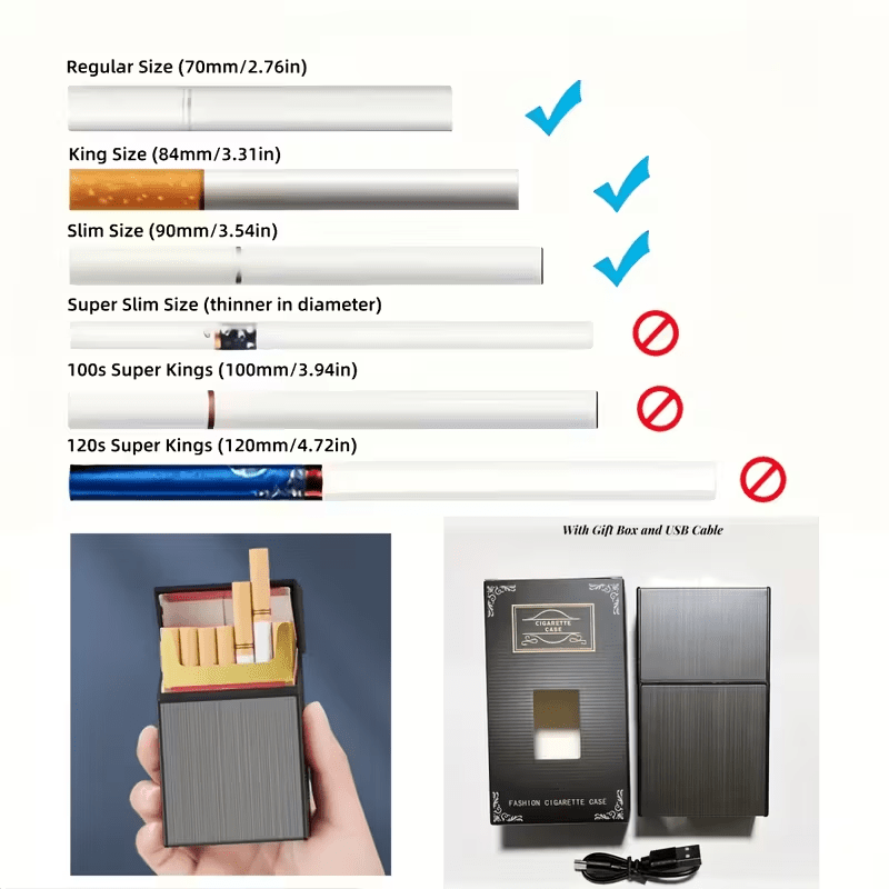 All-Black Rechargeable Lighter with Integrated Cigarette Case, Windproof, Holds 20 Cigarettes, Pressure-Resistant, Moisture-Proof, Flip-Top Lighter Case, Stylish for Business and Casual Use