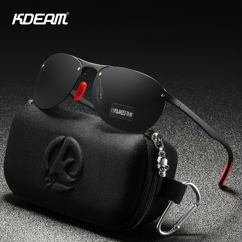 KDEAM Unisex Frameless Oval Polarized Fashion Glasses TR90 Lightweight TAC Lens Auto Darkening Mirrored for - Includes Case, Cloth & Test Card, Gear, Accessories, Sleek Design, Quality Craftsmanship, Modern Eyewear, Lovers