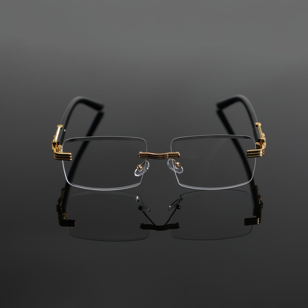 1 Pair Men's Metal Rimless Retro Anti Blue Light Classic Simple Business Flat Fashion Glasses