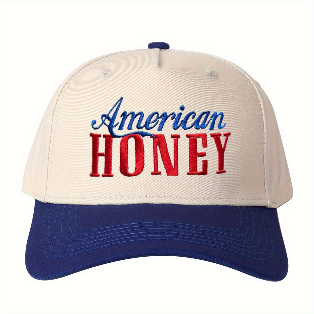 American HONEY Monogram Embroidery Truck Driver Hat Color-Matching Baseball Cap Unisex Adjustable Travel Essential