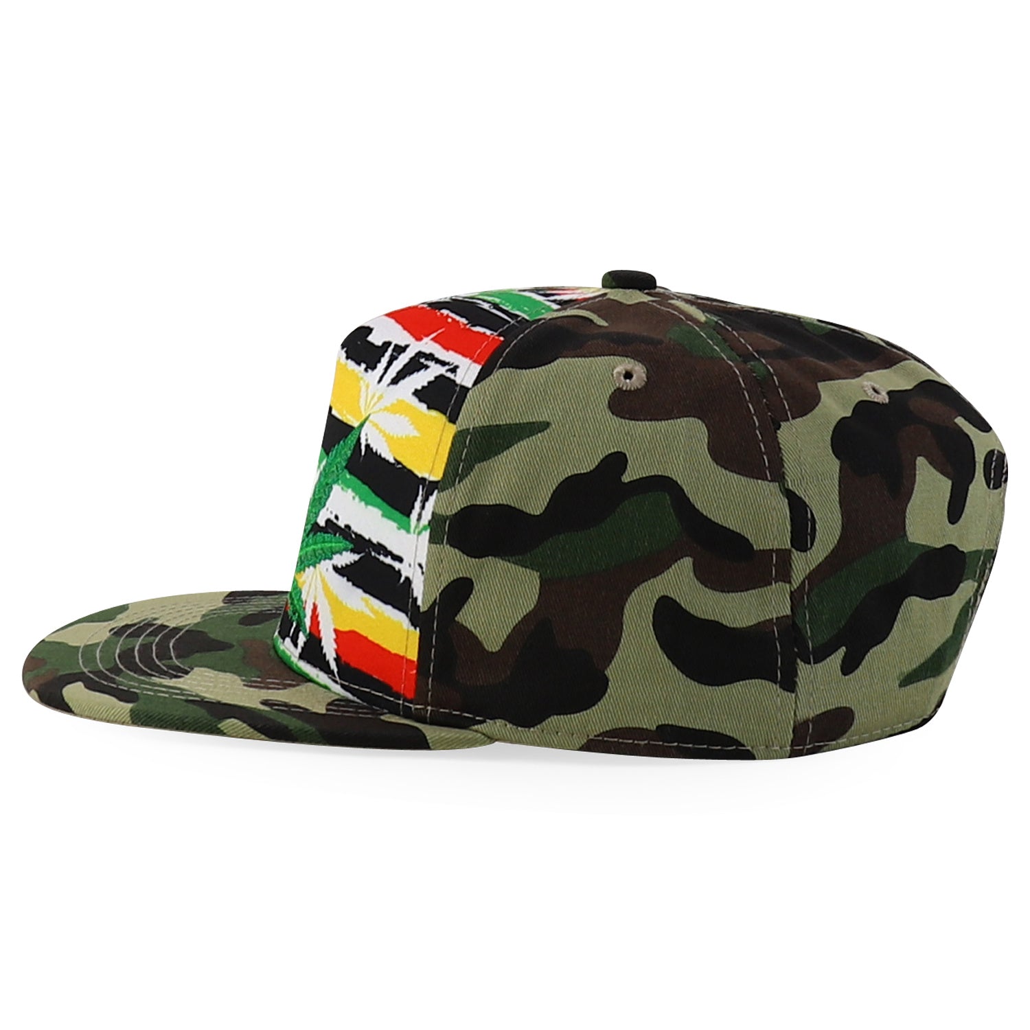 Rasta MJ Leaf 3D Embroidered Flat Bill Snapback Cap