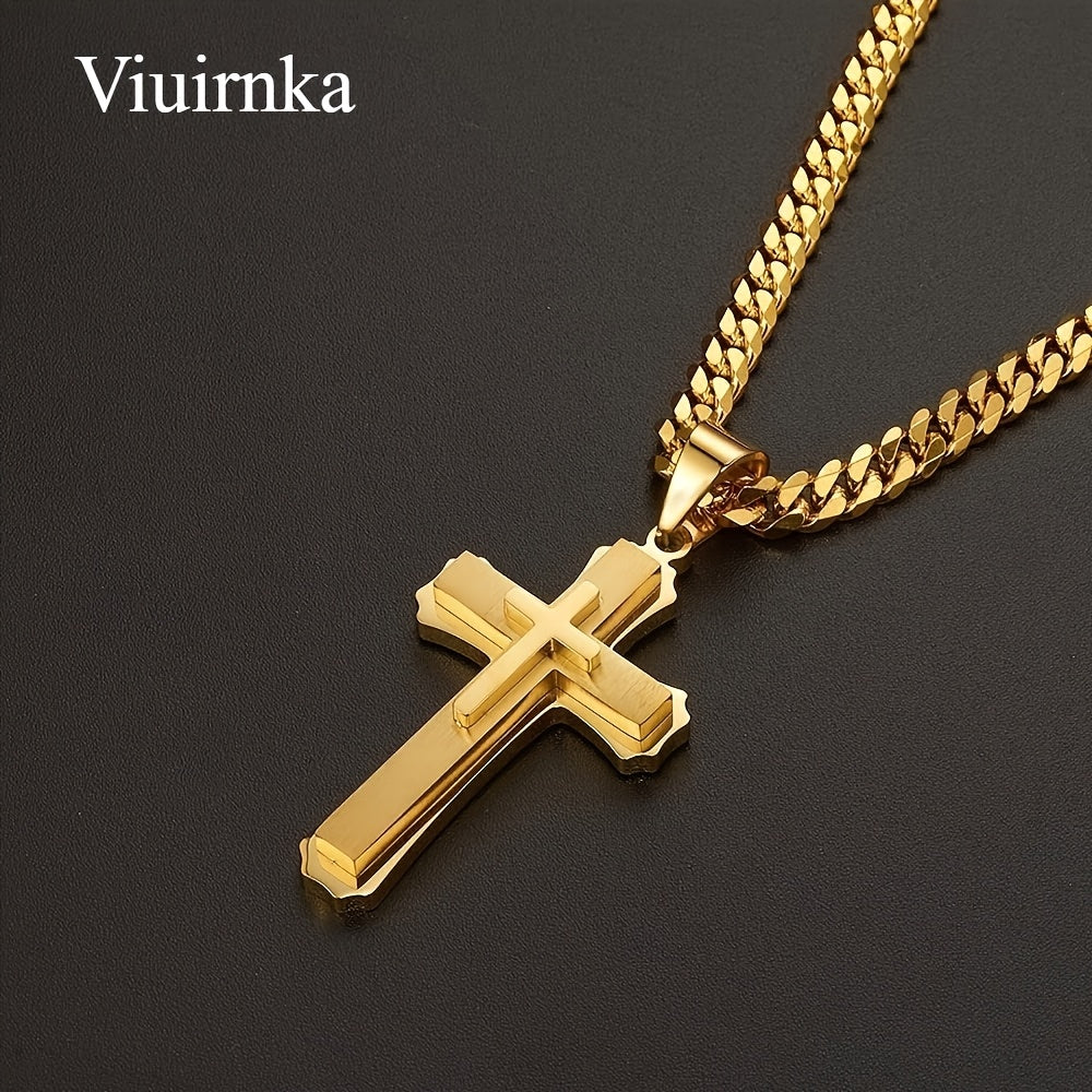 Classic Hip Hop Cross Necklace: A Accessory, Great for Birthday Celebrations & Easter Presents - Comes with a Gift Box for Convenient Gifting, Suitable for Both Men And Women