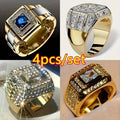Set of 4 Luxury Men'S Fashionable And Commanding Business Rings, Jewelry Additions, Men'S Wedding And Engagement Rings, Premium Jewelry, Valentine'S Day Gift Set