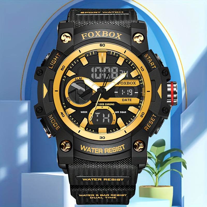 2025 Newest FOXBOX LED Quartz Electronic Watch with Night Light, Multi Functional, Outdoor, Hiking, Sports Style, Easy And Fashionable Multi Functional Electronic Men'S Watch, Men'S Digital Watch, Sports Timer, Fashion Style, Minimalist Watch