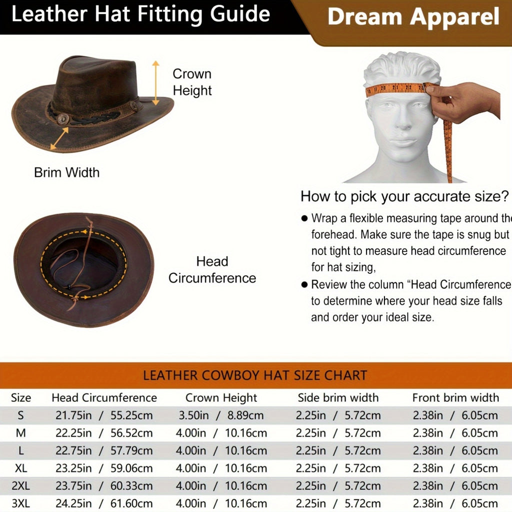 Genuine Leather Cowboy Hat for Men And Women, Designed for The Australian Outback with a Moldable Wide Brim in Aussie Style