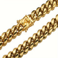 Mens Stainless Steel Cuban Chain Fashion Golden Necklace