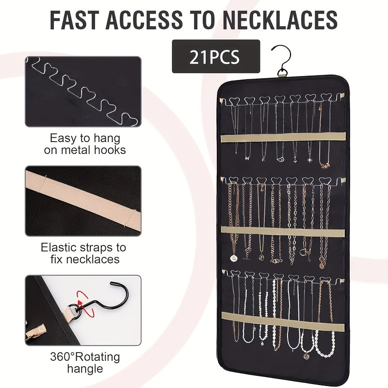 Dual-sided Hanging Jewelry Organizer with 360 Degree Rotating Hanger, for Earring Bracelet Ring Chain with Rotating Hanger