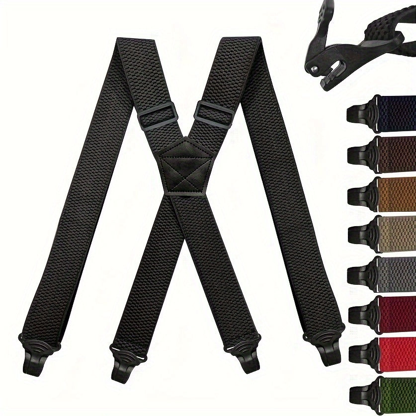 Men's Wide Heavy Duty Work Suspender Adult 4 Clips 120cm Suspenders X Type Elastic Adjustable Strap Braces Work Male Jockstrap