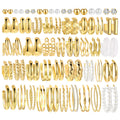 90pcs Vintage Simple Faux Imitation Pearl Geometric Heart Butterfly Stars Twisted Wide Face Hoop Earrings Set Multiple Styles, Women's Autumn And Winter Daily Match Attend A Party Vacation Dating Perfect