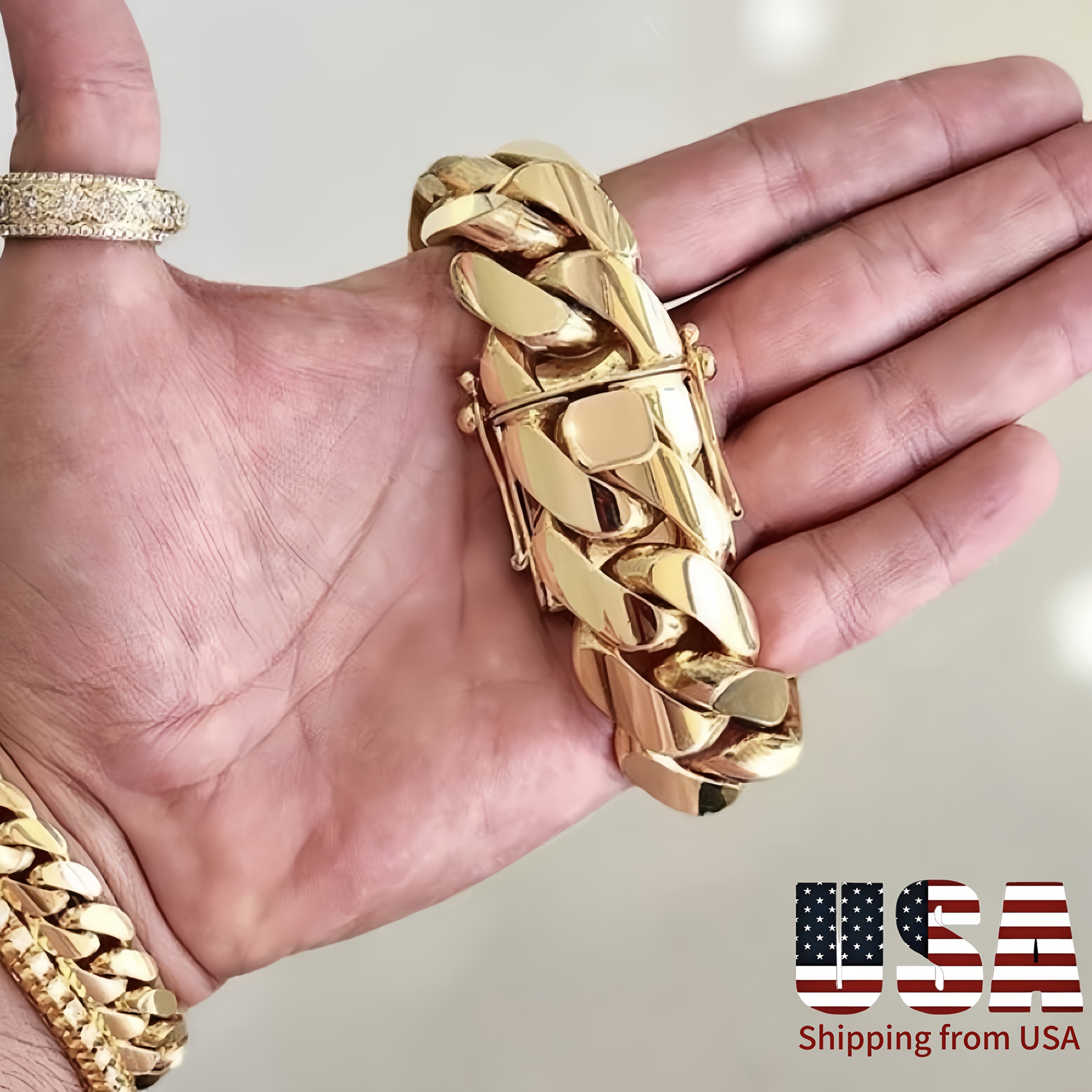 18Mm Hip Hop Fashion Trendy Bracelet Wide Version, Vacuum Plated Body, Anti Sweat And Allergy Resistant, Length Optional