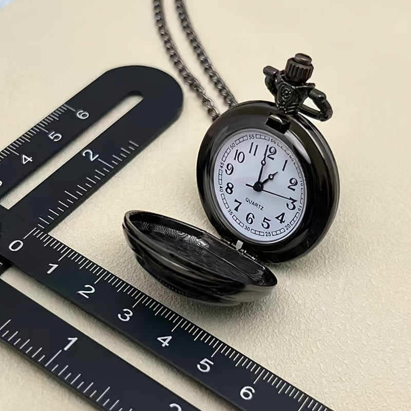Elegant Black Dragon Pocket Watch - Fashionable Men'S Necklace Style, Quartz Movement, Alloy Case