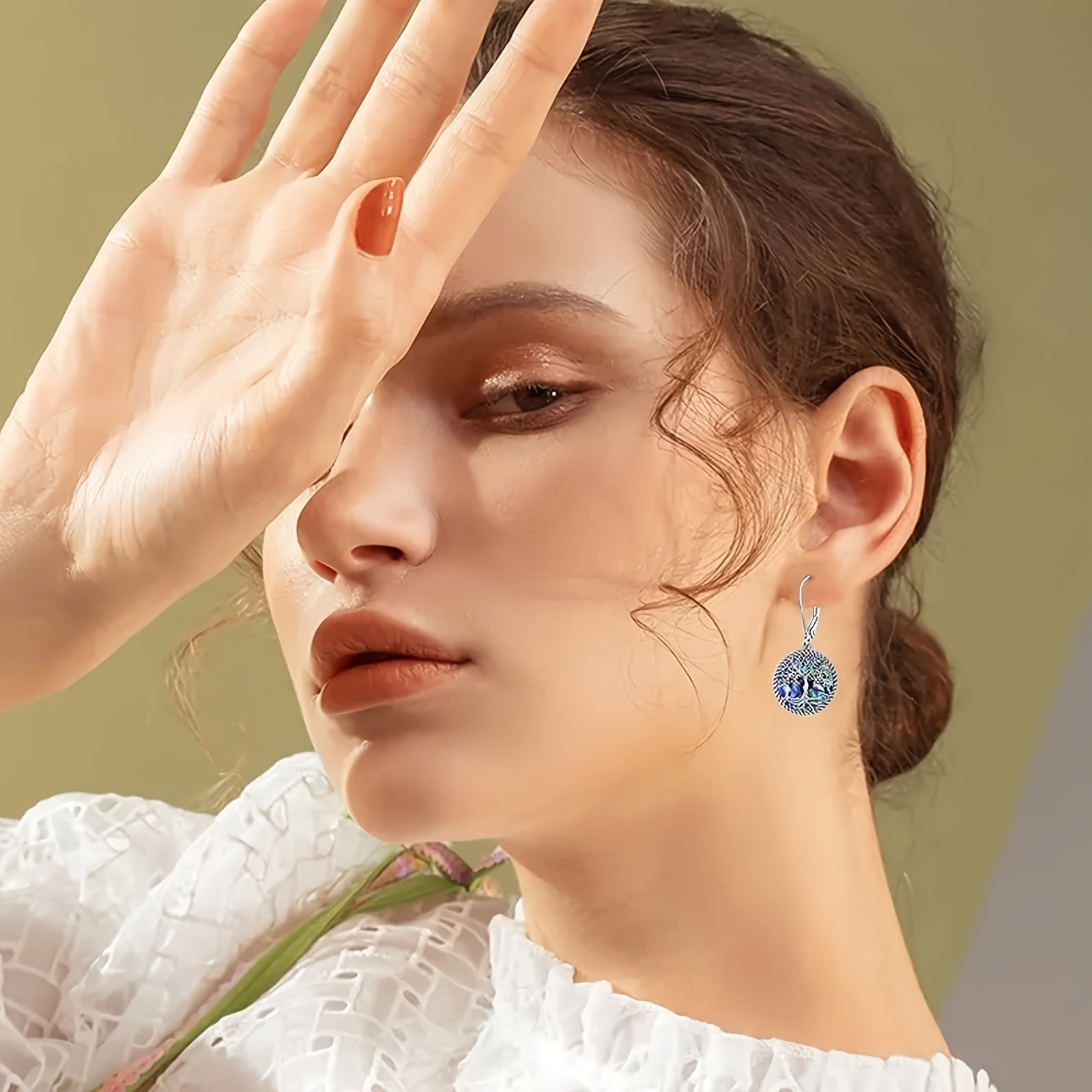 [Gifts For Women] 925 Sterling Silver Tree Life 925 Sterling Silver Tree Of Life - Abalone Shell Dangle Drop Earrings Jewelry Gifts For Women