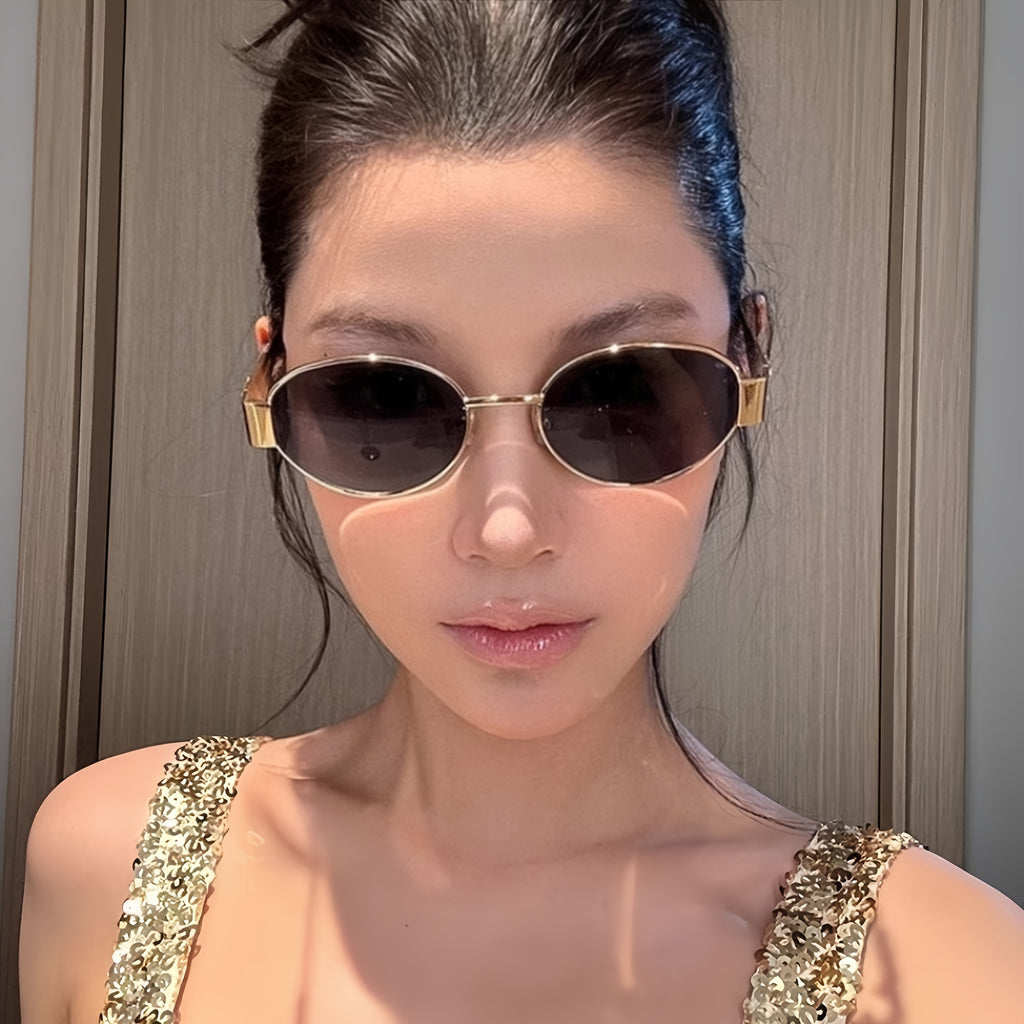 2pcs Retro Oval Metal Frame Fashion Glasses, Fashionable Design for Men And Women, Suitable for Daily Use, Travel And Beach