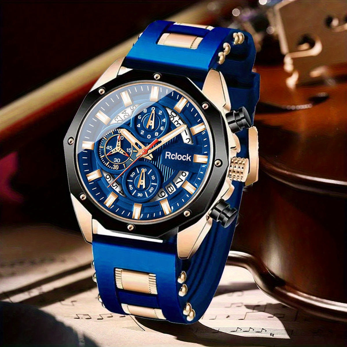 [Fashion Men'S Quartz Watch ] 2pcs Casual Sports Men Watch Silicone Strap Calendar Display Ideal Men'S Valentine'S Day
