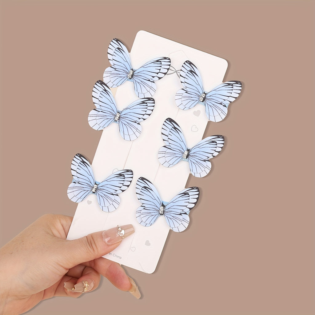12pcs/set New Luxury Shiny Sequin Double-layer Butterfly Clip, Women'S Fashionable Double-layer Acrylic Butterfly Hair Clip, Suitable For Daily And Holiday Party Wear, Women'S Y2k Headwear Hair Accessories