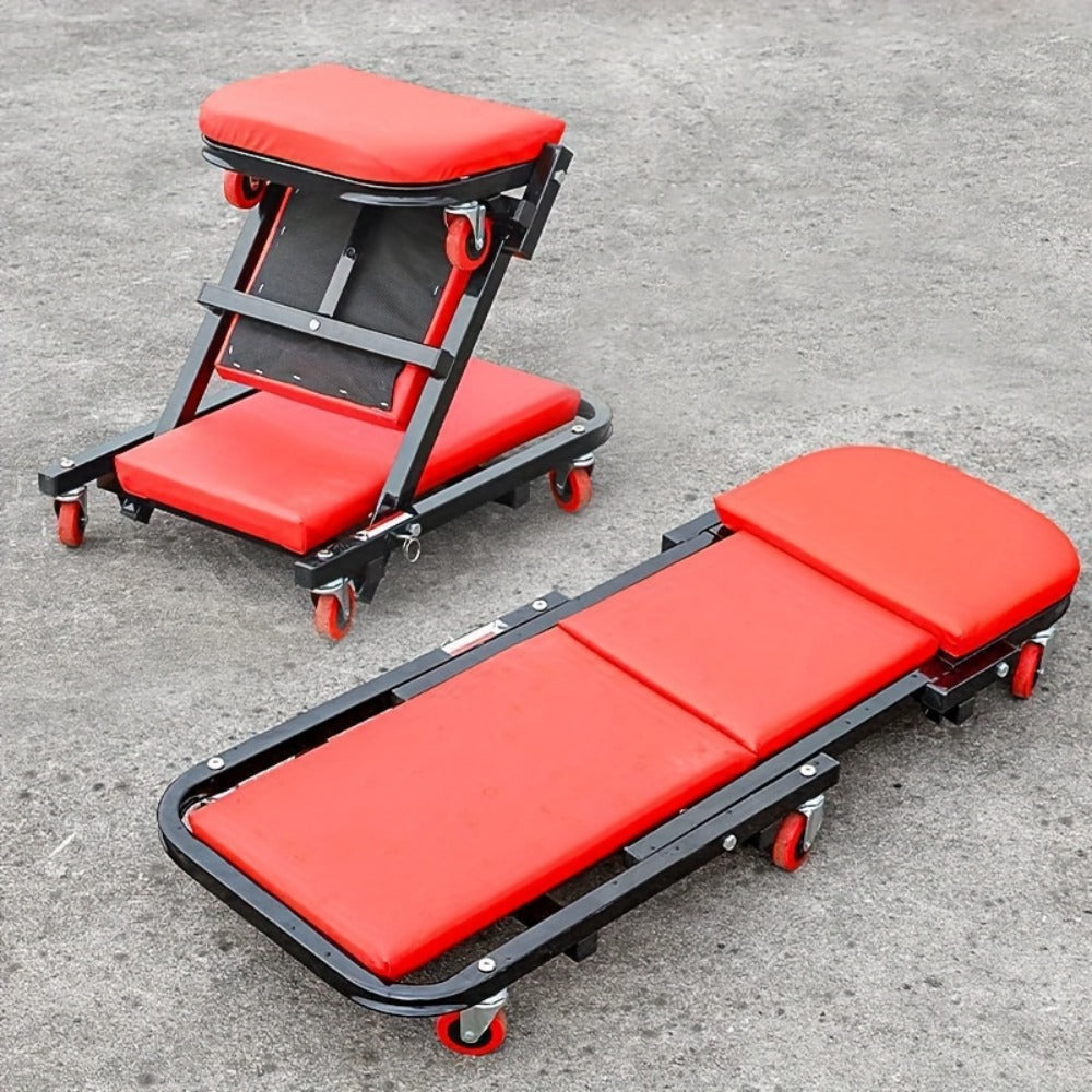[New Gift for Husband] Mobile Auto Repair Bench (Sold Independently), 36 Inch, Foldable Z-Crawler 2-In-1 Crawling Suit, 300 Pound Capacity, Adjustable Roller Coaster Rolling Folding Car Crawling Suit, New Gift for Husband, With 6 2.5-Inch Wheels, Suitable