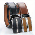 2pcs Genuine Leather Ratchet Belt for Men - Adjustable Automatic Buckle, Versatile Casual Business Style, Durable Alloy Buckle, High-Quality Leather Panel, Easy to Wear And Suitable for Any Occasion