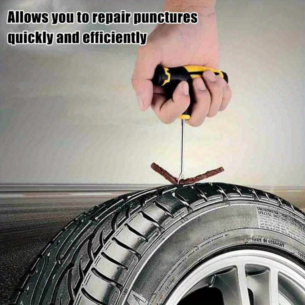 [Tire Repair Kit] 42pcs Car Tire Repair Kit With Emergency Tools, Patches & Sealant - Easy-To-Use For Quick Fixe
