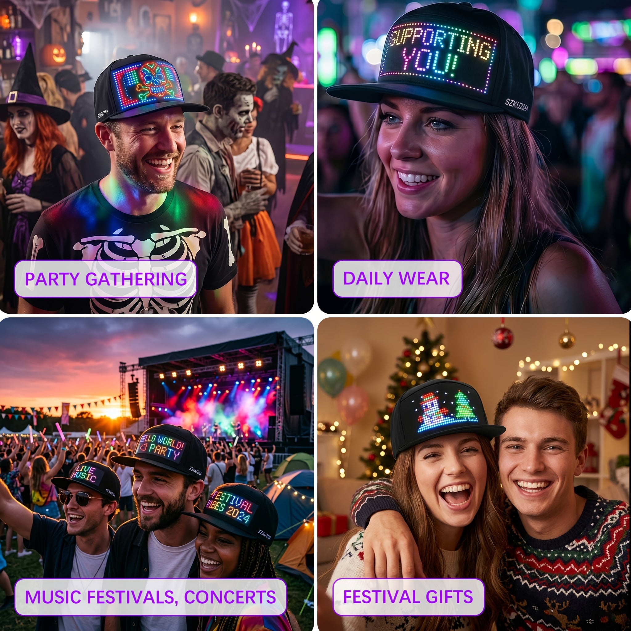 [Ideal Gift] New LED Light-Up Hat, Smart App Programmable Scrolling Message Cap, 16×32 Display Supports US Flag & Text Upload, Breathable Unisex Light-Up Accessory, Novelty Ideal Gift for Teens, Must-Have for Anniversaries, Holiday Parties & Events