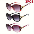 Paleshy 3 Pairs Of Women's Glasses, Fashion Over-sized Sunglasses, Women's Blackout Glasses, Anti-glare Sunglasses, Christmas Halloween Costume Matching Props