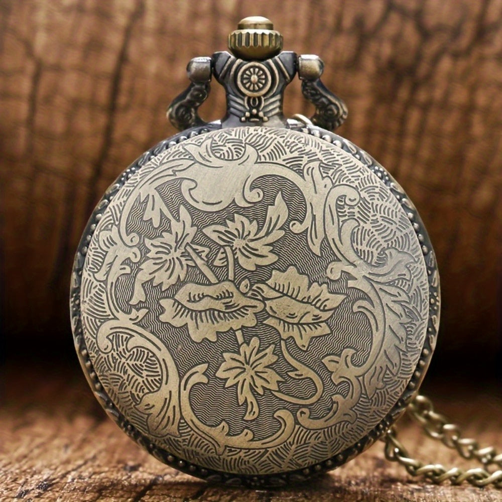 2pcs Vintage Bronze Pocket Watches | Buy One Get One Free, Surprise Birthday Christmas New Year Graduation Gifts, Zinc Alloy Case, Nickel-Free Alloy Strap, Quartz Movement