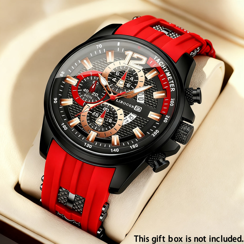 1pc Men'S Fashion Casual Quartz Watch, Silicone Strap, Date Display - Stylish Casual Wristwatch for Casual Attire, Casual Wristwatch | Sporty Watch Design | Quartz Movement, Thanksgiving, Christmas The Perfect Gift Reloj Para Hombre.