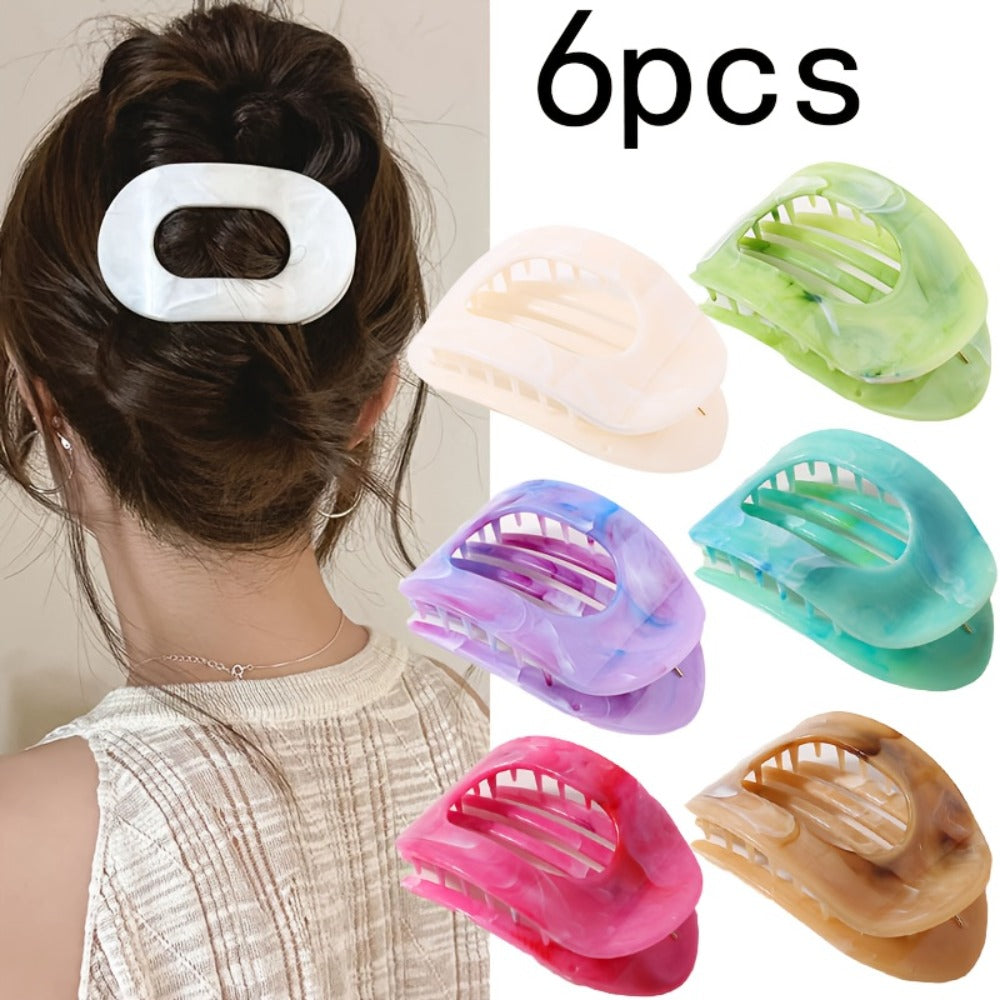 2D Flat - 5/6pcs Set of Oversized Shark-Shaped Hair Clips - Soft And Vibrant Colors Features: - Non-Slip Curved Claw Design - Extra-Large Flat Clips Ideal For: - Beach Outings - Travel Adventures - Parties - Everyday Wear