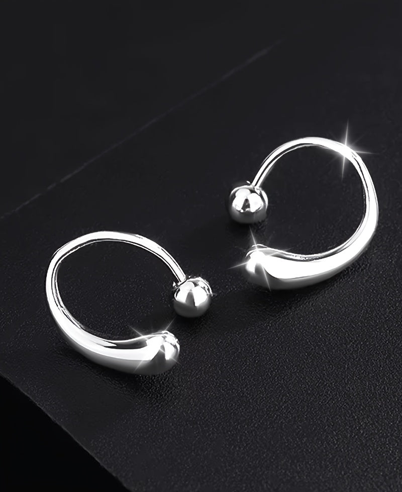 Pair of Fashionable Earrings for Women, S925 Sterling Silver Teardrop Earrings with Screw-Back Design, Versatile and Minimalist, High-End New Style for Casual Attire, Gifting, or Vacation, Pure Silver Jewelry
