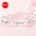 925 silver hypoallergenic bracelet, one pack, Women's peach blossom bracelet, light luxury niche design flower hand ornament, for couples, best friends, daily wedding banquet, seaside vacation, Valentine's Day, Ramadan, anti-oxidation packaging