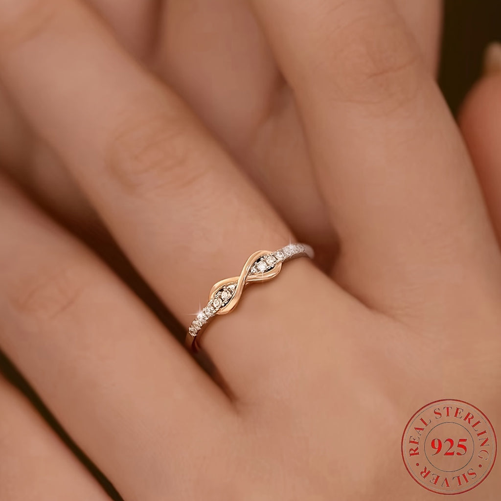 S925 Sterling Silver Wedding Ring - Small Fresh Lucky 8 Ring, Color Separation, Exquisite Women'S Jewelry Gift, 1pc, Total Weight Of The Product (2.96g)