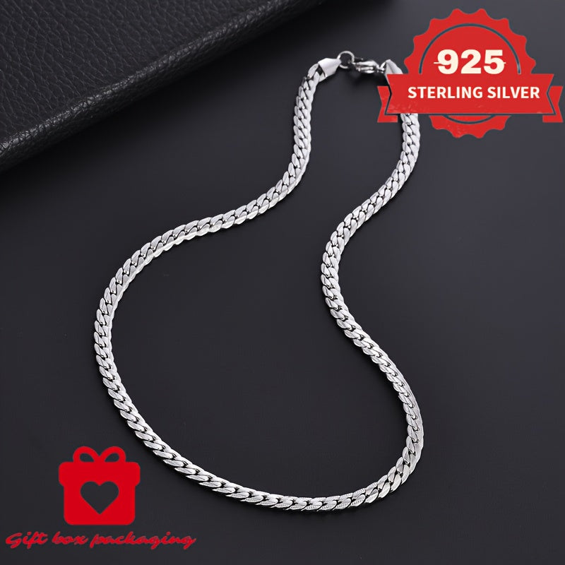 925 Sterling Silver Snake Bone Necklace, Handmade, Suitable For Men And Women, Gift For Her/mom/girlfriend, Christmas, Valentine'S Day, Birthday, Gift Box Packaging, Buy Three Get One Free, Total Weight Of The Product(Silvery Gram Weight 6.25g)