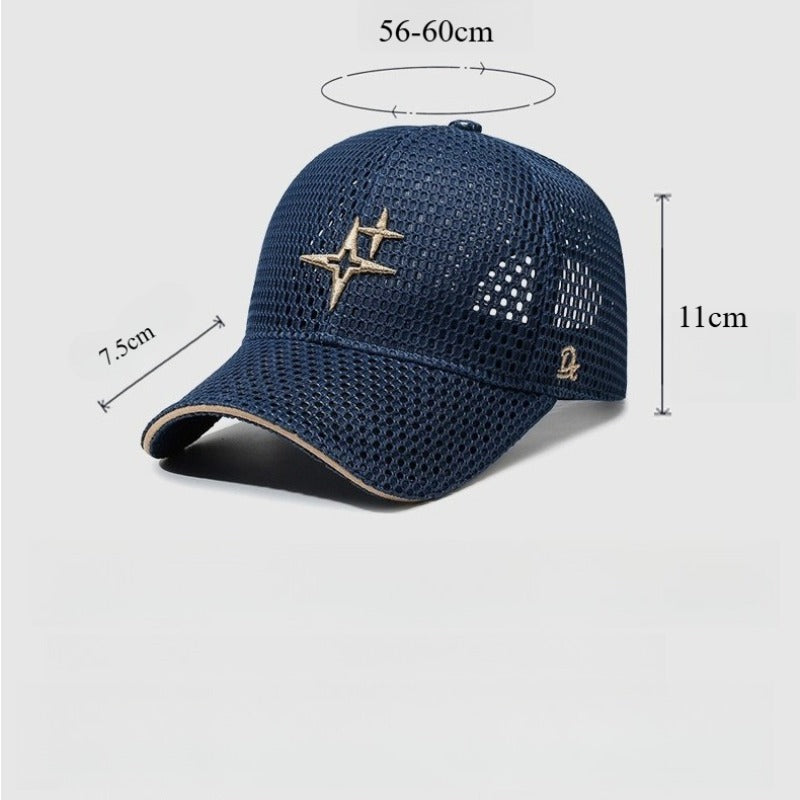 [Breathable Mesh Cap] New Breathable Mesh Baseball Cap, Unisex Star Embroidered Peaked Hat, Outdoor Casual Sunshade Cap