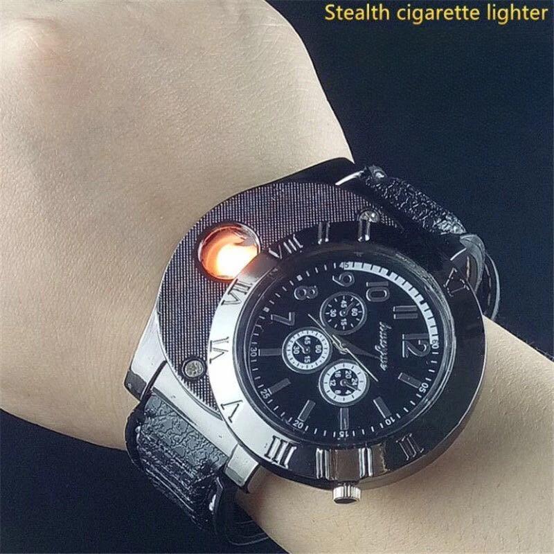 Lingkun Valentine's Day New Watch, Men's Casual Watch, Windproof Smoke Lighter Christmas Gift, Gift for Father, Anniversary Gift, Valentine's Day Gift