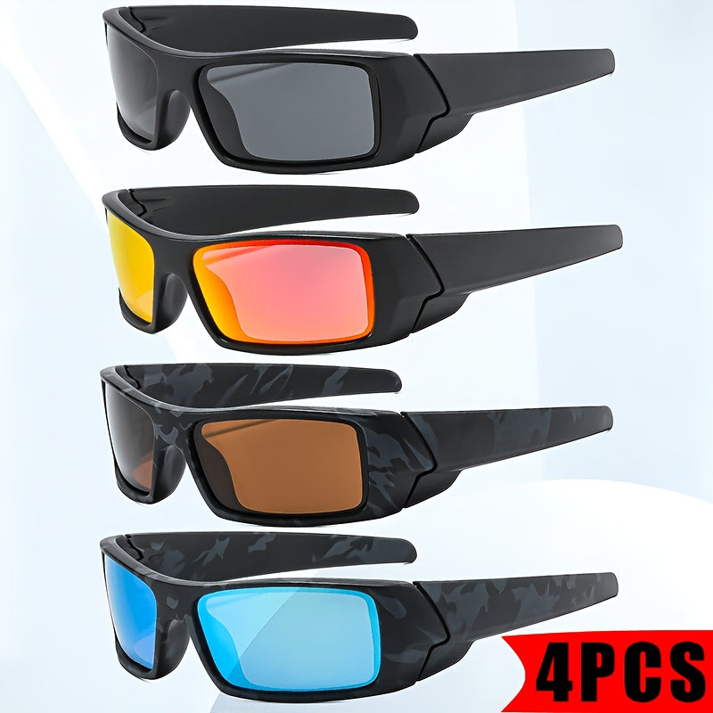 [4pcs Men'S Polarized Sports ] Classic Cross-Frame Design with High-Definition Polarized Lenses Featuring Vibrant Coatings. Color Options Adapt to Varying Light Conditions, Covering All Your Needs in One Set