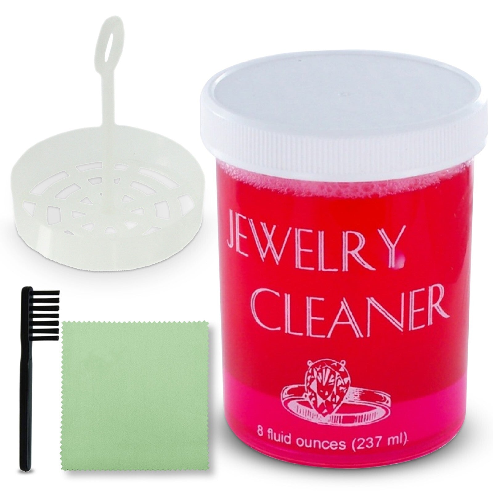 JSP Jewelry Cleaner 8 fl oz – Gold, Silver & Platinum Dip with Brush & Cloth – Fast Acting