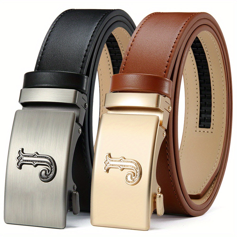 Set of 2 Men'S Premium Leather Ratchet Belts, Ideal for Dress, Jeans, And Casual Pants. Comes in a Black And Brown Combination, Perfect for Any Event, Making It a Great Gift for Men, Especially for New Year'S