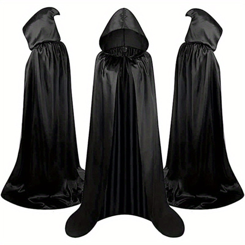 Halloween Hated Black Death Cape, 59.06inch, No Assembly/ Electricity Required, Festive Adult Party, Horror House, Carnival, Halloween Party Decoration Supplies, Gothic Style, Cosplay Lovers