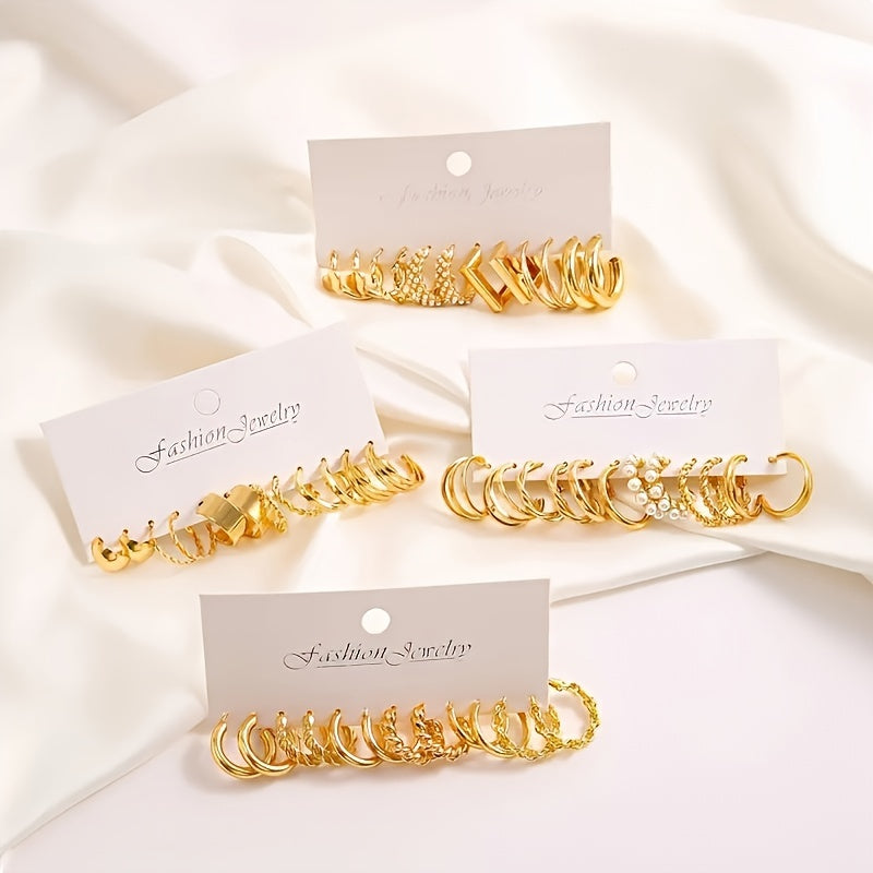 48pcs Summer Simple Imitation Pearl Love Fried Dough Twists Earring Set For Women'S Holiday Date Anniversary Gift Daily Collocation