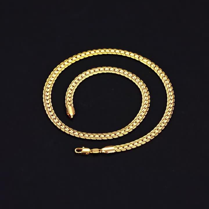 Handcrafted, 5Mm 24K Gold-Plated 925 Silver Flat Lace Necklace, Unisex Hip-Hop Festival Party Style, Vintage Exquisite Jewelry Gift for Her/Mom/Girlfriend, Elegantly Packaged in a Gift Box (Buy 3 Get 1 Free), Total Product Weight (6.24G)