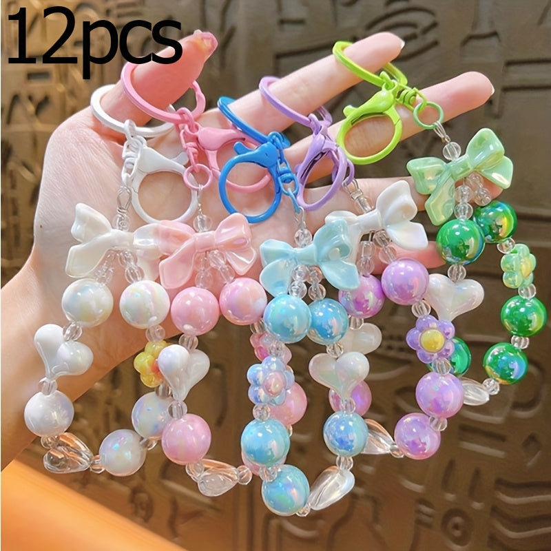12pcs Simple Love Diamond Keychain Set, Solid Color Keychain, Ideal Father'S Day Mother'S Day Gift, For Sisters, Best Friends