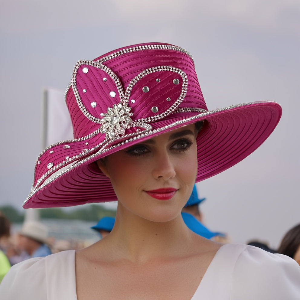 Handmade Ladies' Church Hat with Decoration - Elegant Suitable for Wedding, Easter Worship & Sunshade Hat, Dry Only, Box Packaging for Special Occasions, Comfortable for Church Services and Daily Use