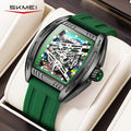 Shike Mei Fashion Men'S Hollow Dial Barrel-Shaped Night Light Waterproof Silicone Strap Men'S Quartz Watch