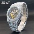 Miss Fox Men's Luxury Iced-Out Automatic Mechanical Watch - Hip Hop Style, Steel Large Dial, Full Accents, Transparent Back, Black Strap, Glow-in-the-Dark, Party Fashion Accessory, for women