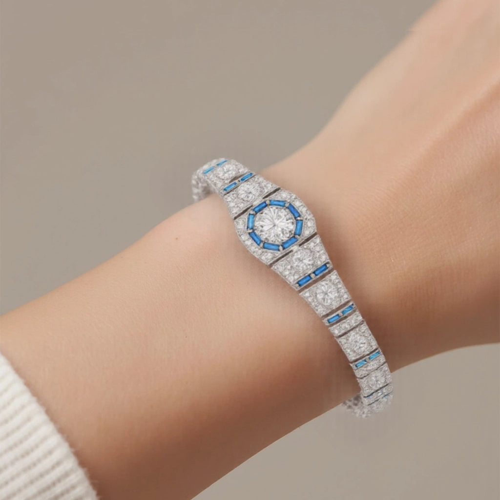 Moissanite Bracelet for Women Men, 925 Sterling Silver Bracelet, Elegant Luxurious Style, Fashionable High-End Jewelry for Daily Wear Weddings Banquets, Perfect Mother's Day Gifts, Ideal Gifts for Mom Mother Wife, Total Weight Of The Product (17.85g)