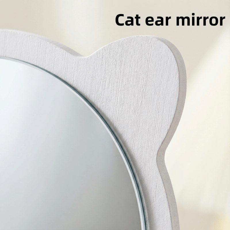 Jewelry Box, Small Makeup Storage, Requires Manual Assembly, Cute Cat Ear High-definition Mirror, Sweet and Exquisite Design, Light Luxury and Exquisite, Suitable for Use in the Living Room, Washbasin, and Dressing Room.